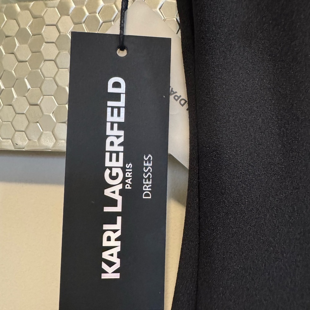 Karl Lagerfeld Elegant Black Pearl-Embellished Dress - Picture 8 of 11